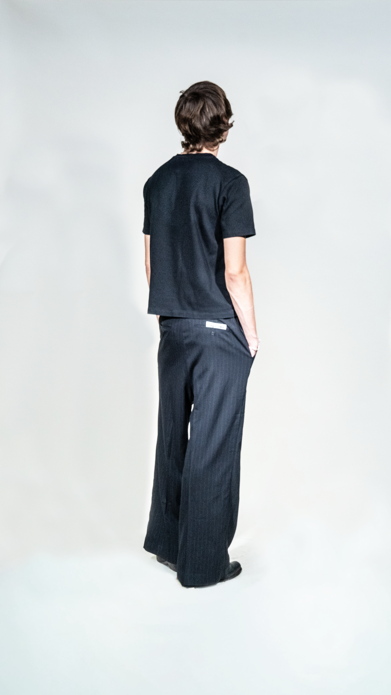 004 pinstripe pants black