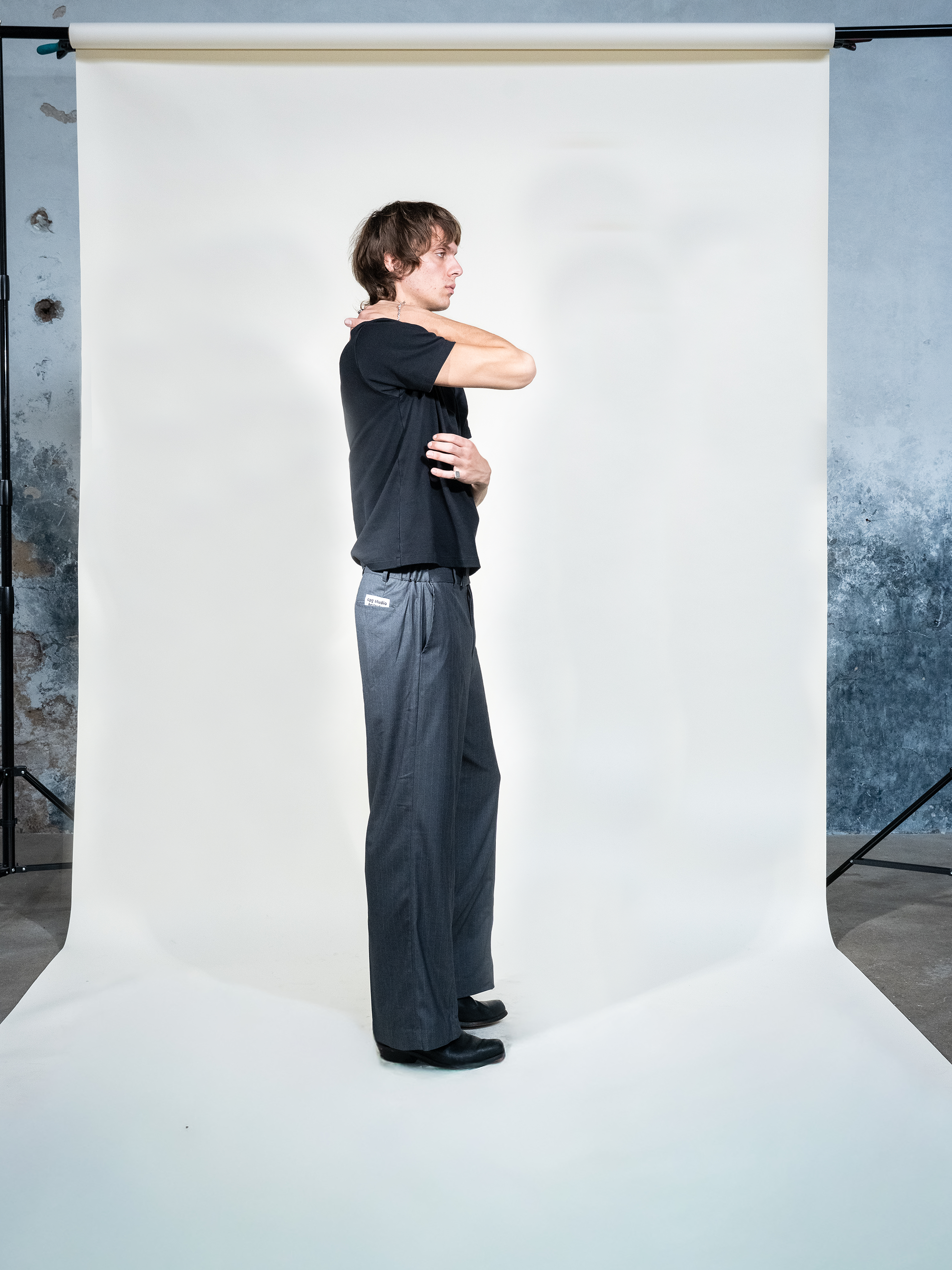 004 pinstripe pants grey