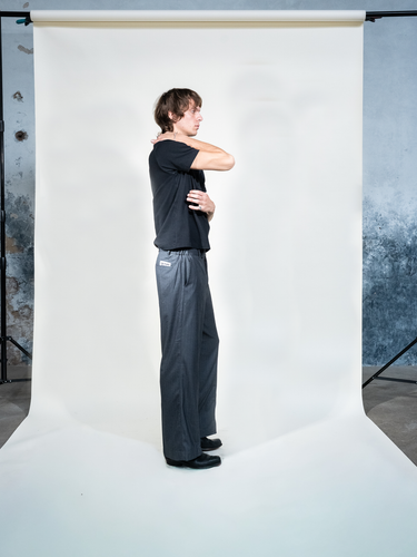 004 pinstripe pants grey