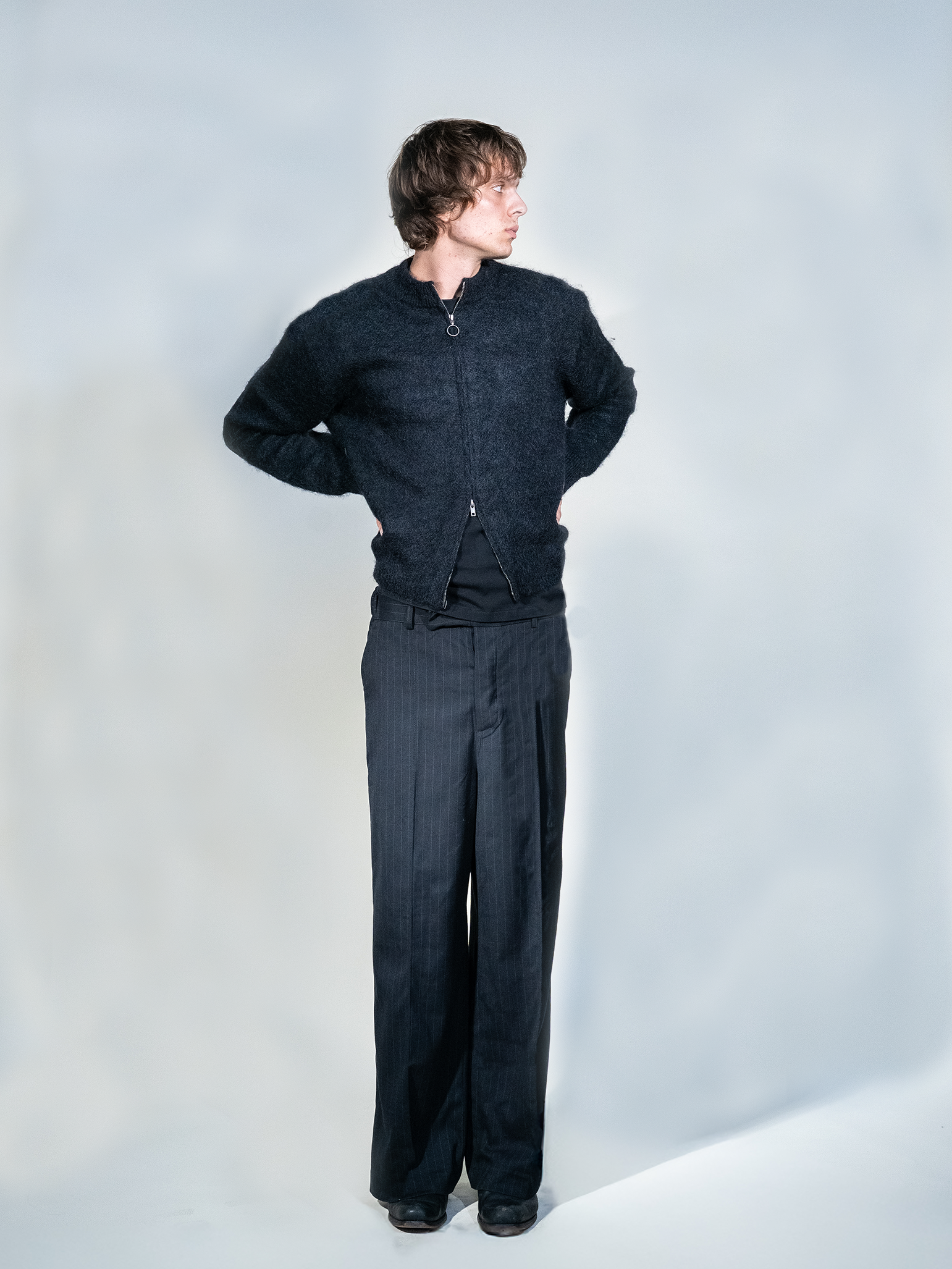 005 mohair Zip-Cardigan