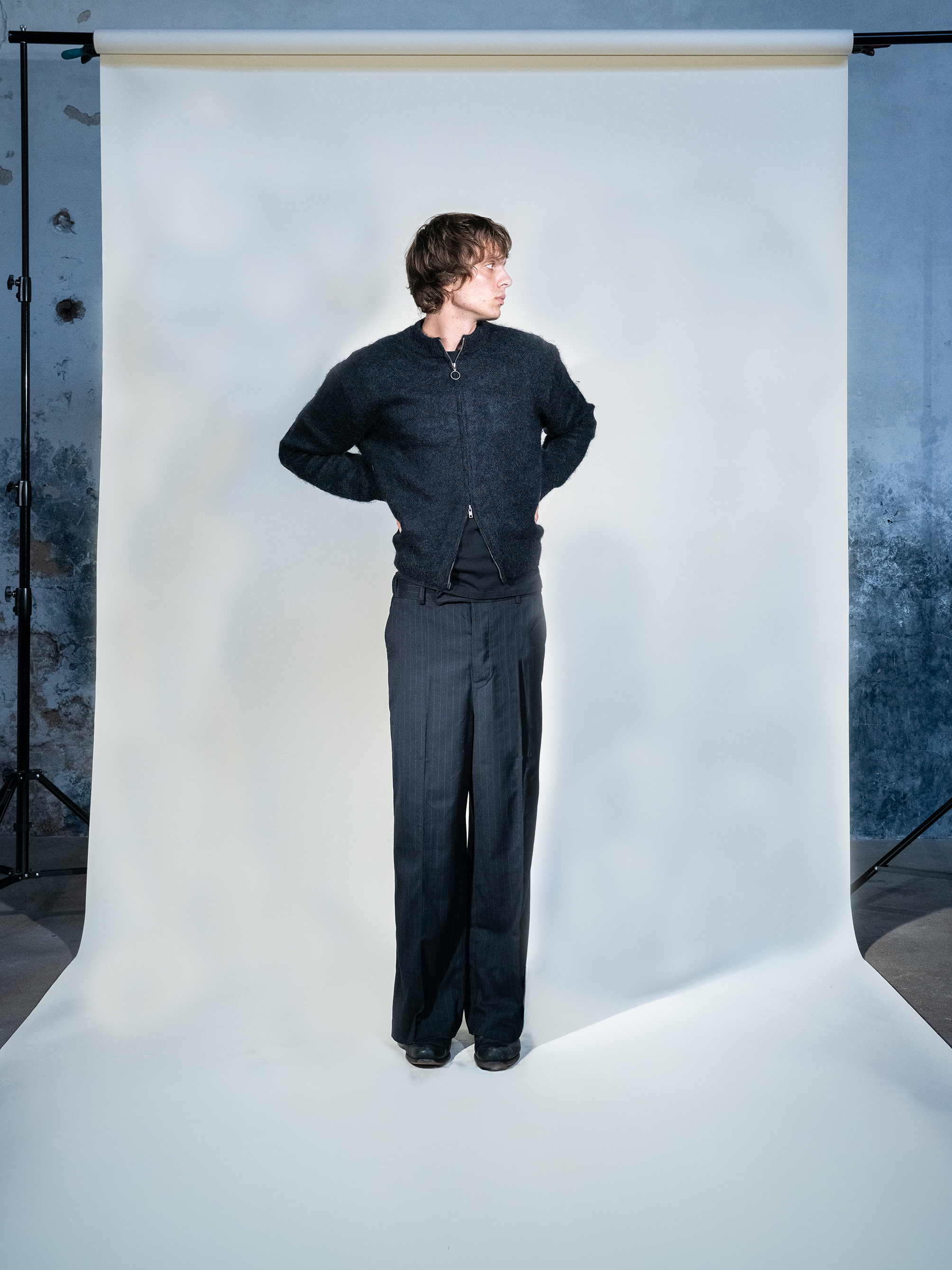 005 mohair Zip-Cardigan